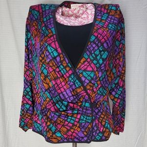 🌷 Vtg Jack Mulqueen silk blouse